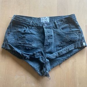 One Teaspoon Bandit shorts, black denim, size 28.